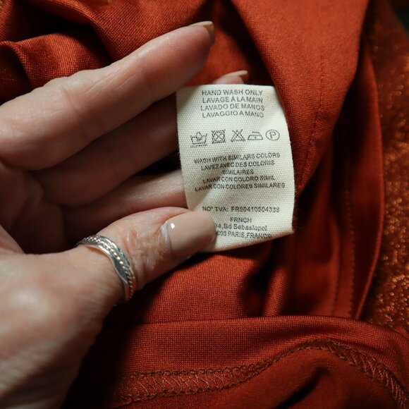 FRNCH Olympe Dress Womens Orange Glam Romantic Feminine Event Evening Wear NWT - Picture 6 of 11